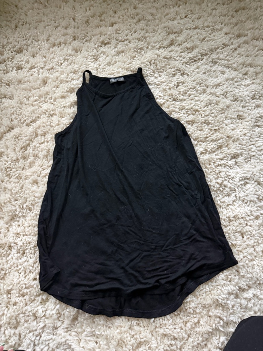 Women's casual cute  Black High-Neck Tank Top - Sleeveless Racerback Style